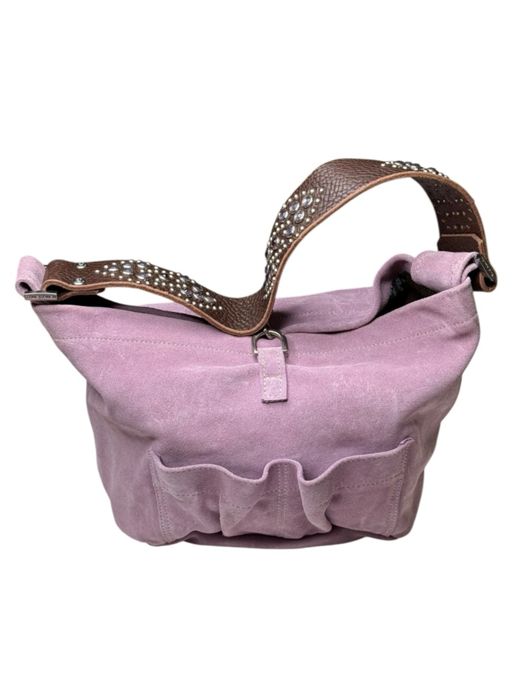 Deadstock: new Tylie Malibu ᪣ Utility Suede Hobo Bag ᪣ Crystal Strap ᪣ Lilac Y2K - Picture 6 of 16